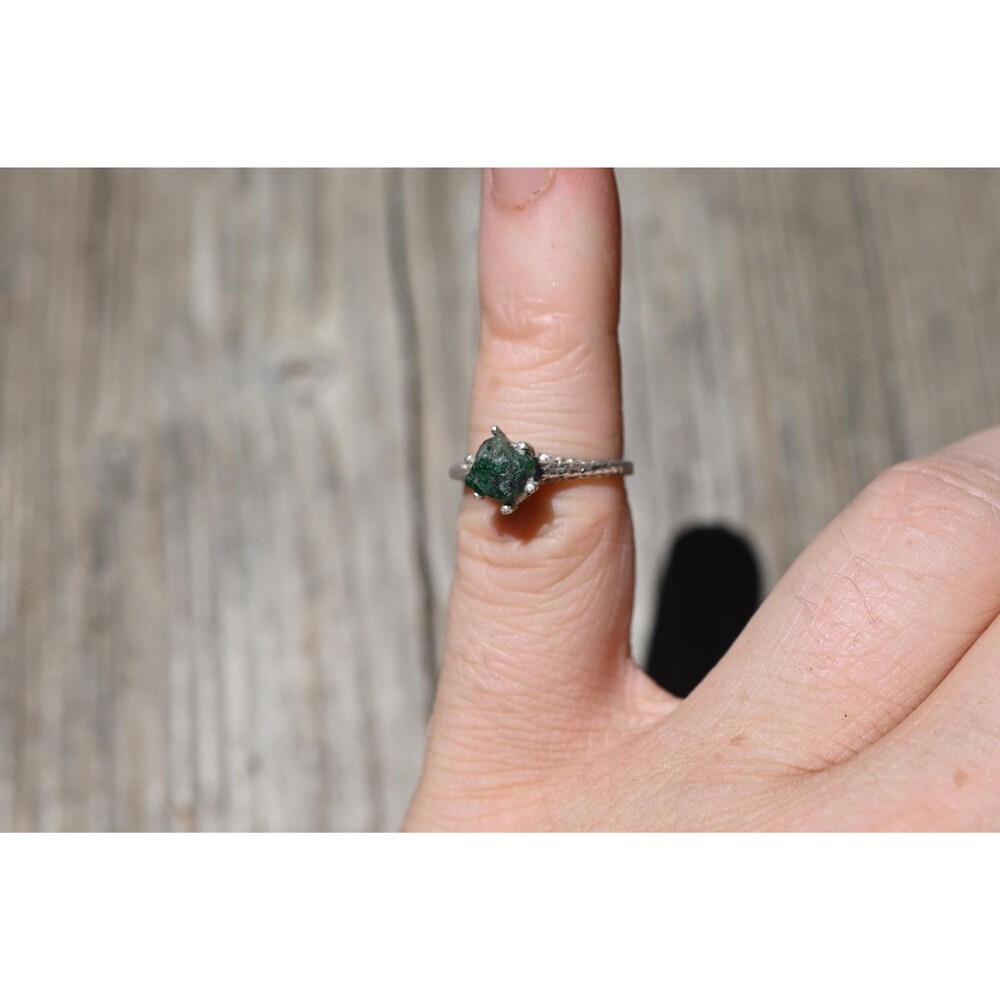 Engagement ring Emerald s, Natural Real and Raw, size 4 5  8